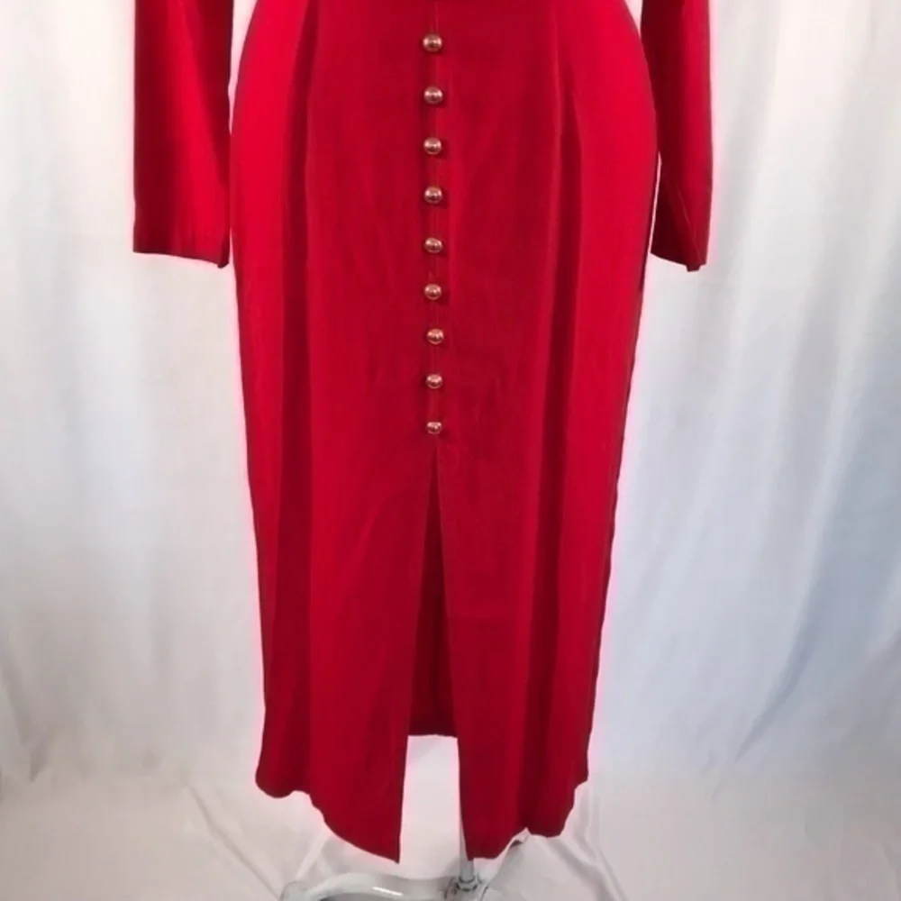 Vintage Nina Piccalino Red Midi Pencil Dress - Picture 9 of 14